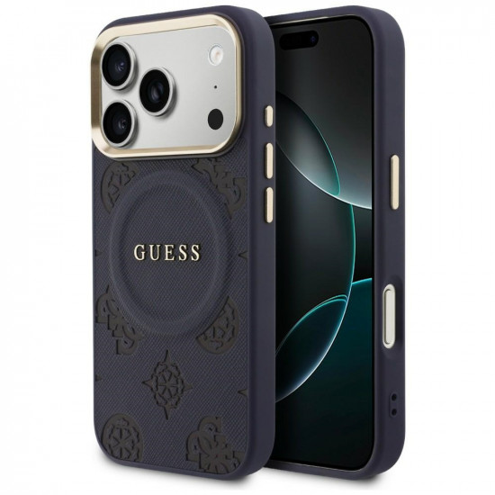 Guess Peony Hot Stamp MagSafe Case for iPhone 17 Pro Blue