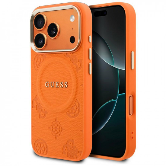Guess Peony Hot Stamp MagSafe Case for iPhone 17 Pro Orange