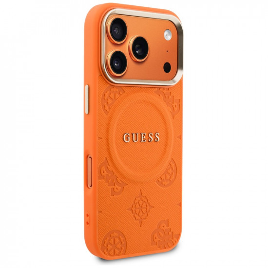 Guess Peony Hot Stamp MagSafe Case for iPhone 17 Pro Orange
