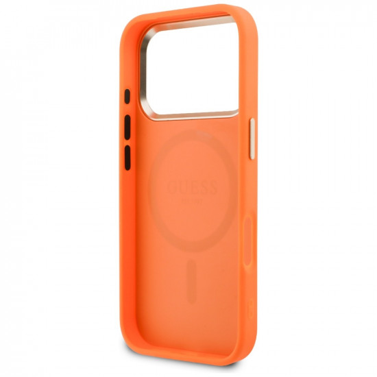 Guess Peony Hot Stamp MagSafe Case for iPhone 17 Pro Orange