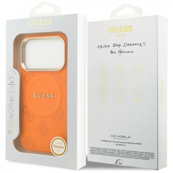Guess Peony Hot Stamp MagSafe Case for iPhone 17 Pro Orange