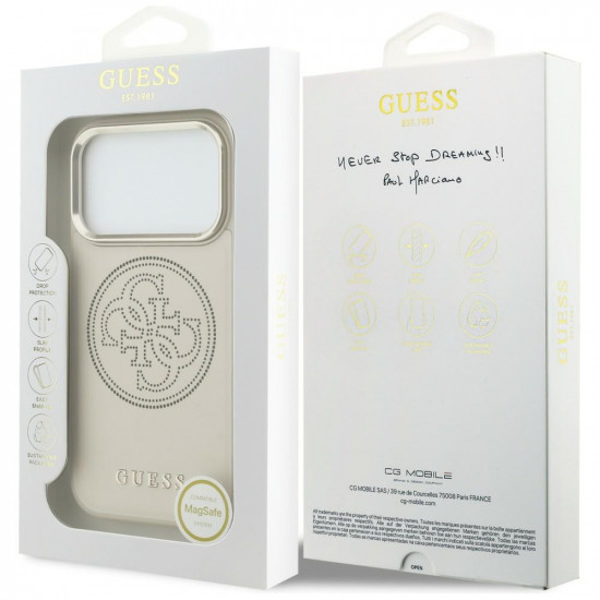 Guess Perforated 4G MagSafe Case for iPhone 17 Pro Max Beige