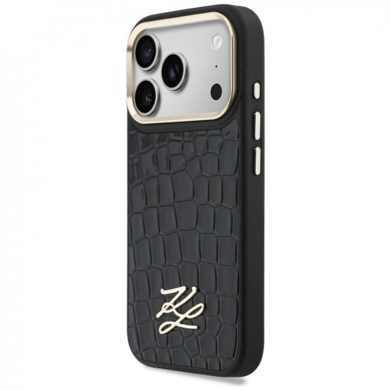 Karl Lagerfeld Croco KL Script Logo MagSafe Case for iPhone 17 Pro Max Black Karl Lagerfeld Croco KL Script Logo MagSafe Case for iPhone 17 Pro Max Black