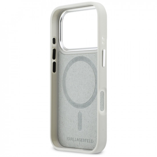 Karl Lagerfeld Croco KL Script Logo MagSafe Case for iPhone 17 Pro Silver Karl Lagerfeld Croco KL Script Logo MagSafe Case for iPhone 17 Pro Silver