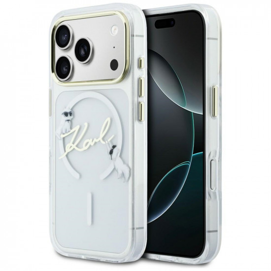 Karl Lagerfeld IML Choupettes Karl Script Logo MagSafe Case for iPhone 17 Pro Max Clear Karl Lagerfeld IML Choupettes Karl Script Logo MagSafe Case for iPhone 17 Pro Max Clear