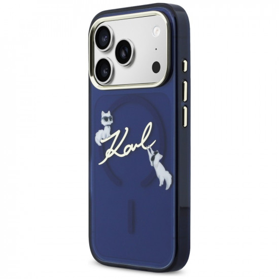 Karl Lagerfeld IML Choupettes Karl Script Logo MagSafe Case for iPhone 17 Pro Blue