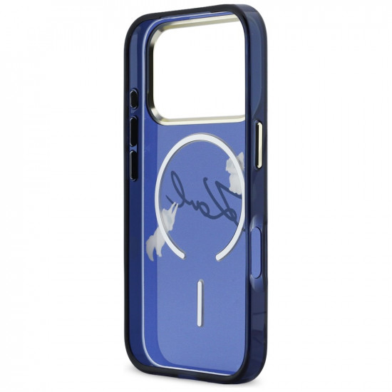Karl Lagerfeld IML Choupettes Karl Script Logo MagSafe Case for iPhone 17 Pro Blue