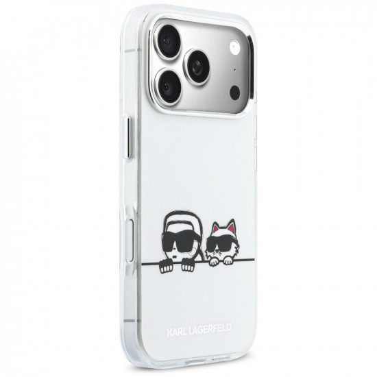 Karl Lagerfeld IML Karl &amp; Choupette Peekaboo Logo MagSafe Case for iPhone 17 Pro White