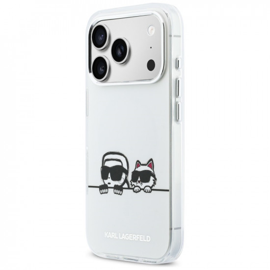 Karl Lagerfeld IML Karl &amp; Choupette Peekaboo Logo MagSafe Case for iPhone 17 Pro Max White
