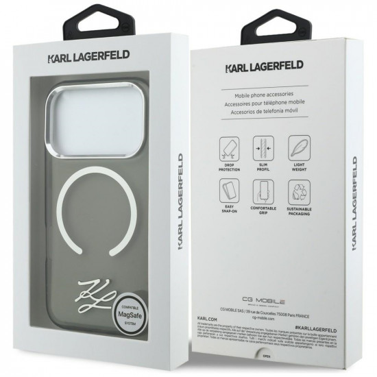 Karl Lagerfeld IML KL Script Logo MagSafe Case for iPhone 17 Pro Max Black