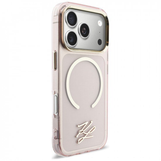 Karl Lagerfeld IML KL Script Logo MagSafe Case for iPhone 17 Pro Max Pink