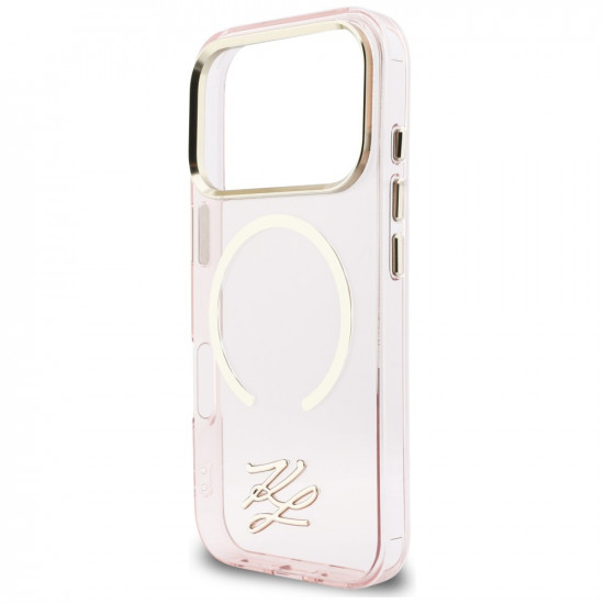 Karl Lagerfeld IML KL Script Logo MagSafe Case for iPhone 17 Pro Max Pink