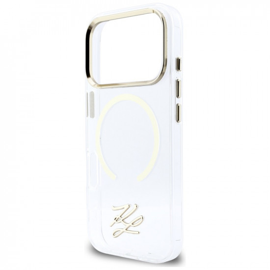 Karl Lagerfeld IML KL Script Logo MagSafe Case for iPhone 17 Pro Clear