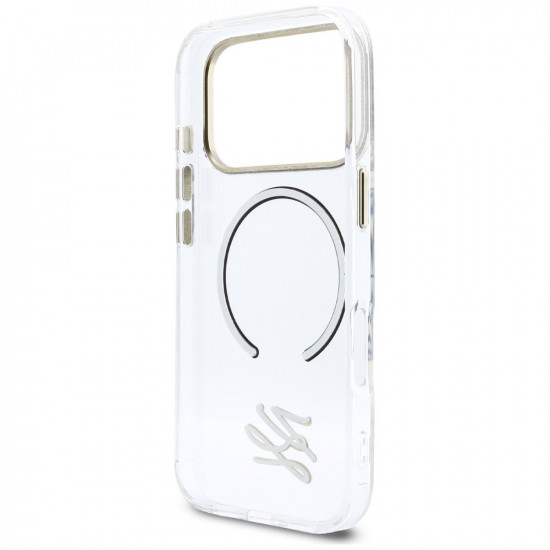 Karl Lagerfeld IML KL Script Logo MagSafe Case for iPhone 17 Pro Clear