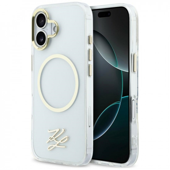 Karl Lagerfeld IML KL Script Logo MagSafe Case for iPhone 17 Clear