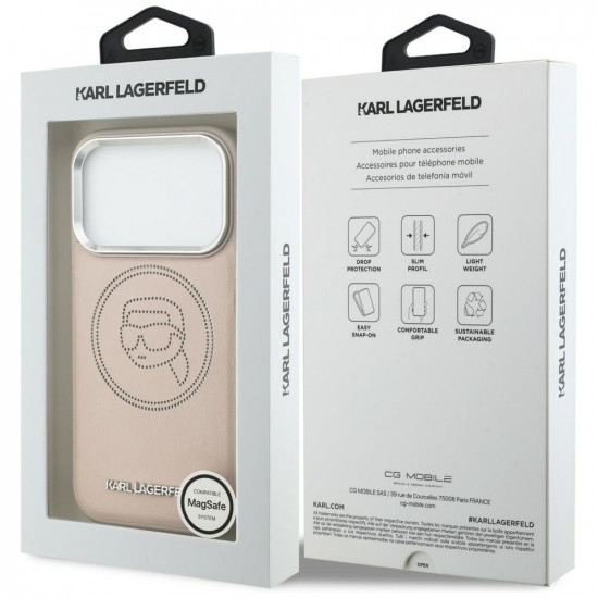 Karl Lagerfeld K Head Point Logo MagSafe Case for iPhone 17 Pro Pink