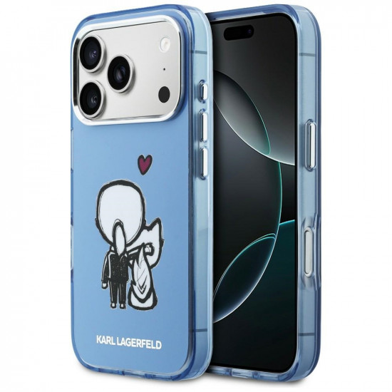 Karl Lagerfeld Karl &amp; Choupette Back MagSafe Case for iPhone 17 Pro Blue