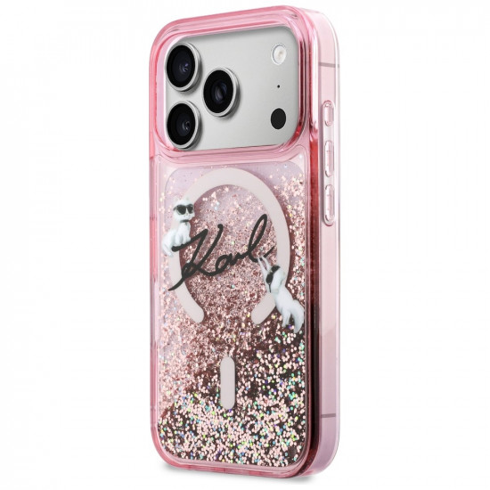 Case Karl Lagerfeld Liquid Glitter Karl Script Logo MagSafe for iPhone 17 Pro Max pink Case Karl Lagerfeld Liquid Glitter Karl Script Logo MagSafe for iPhone 17 Pro Max pink