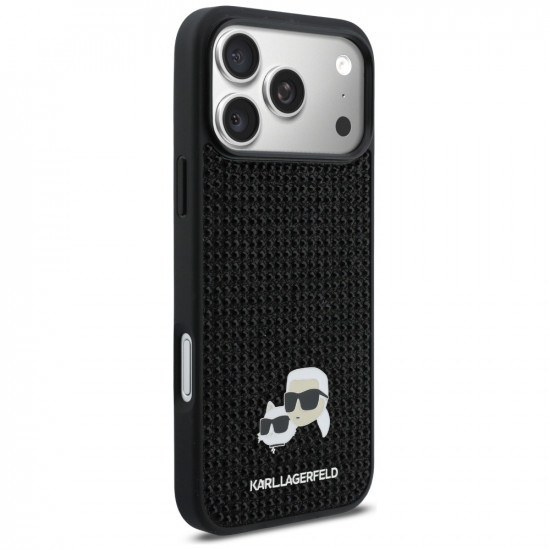 Case Karl Lagerfeld Rhinestones Karl&amp;Choupette Pin for iPhone 17 Pro Max black