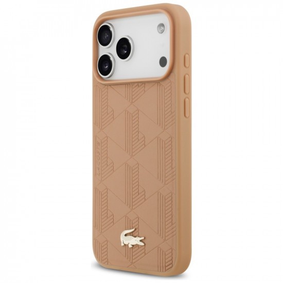 Lacoste Nomograme Gold Logo MagSafe Case for iPhone 17 Pro Max Pink