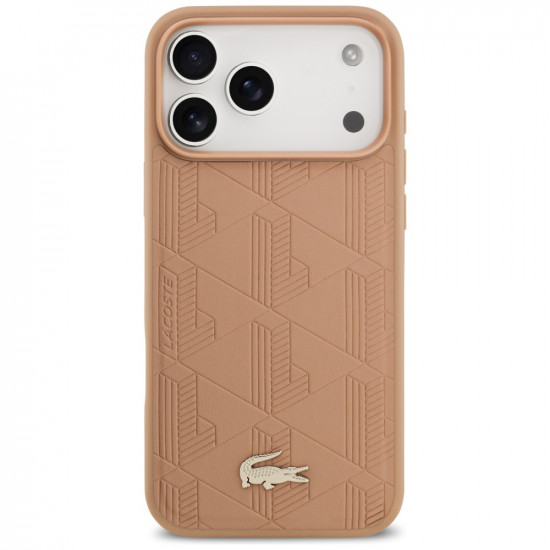 Lacoste Nomograme Gold Logo MagSafe Case for iPhone 17 Pro Max Pink