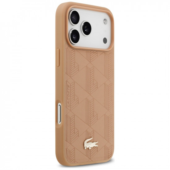 Lacoste Nomograme Gold Logo MagSafe Case for iPhone 17 Pro Max Pink