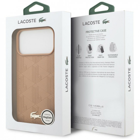 Lacoste Nomograme Gold Logo MagSafe Case for iPhone 17 Pro Max Pink