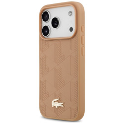 Lacoste Nomograme Gold Logo MagSafe Case for iPhone 17 Pro Pink