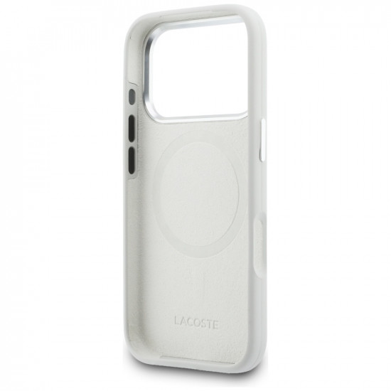 Lacoste HC Silicone Metal Logo MagSafe Case for iPhone 17 Pro Max gray