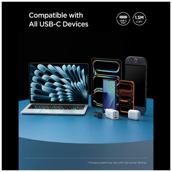 Spigen EB10015CC Essential USB-C Cable 100W 1.5m Black Spigen EB10015CC Essential USB-C Cable 100W 1.5m Black