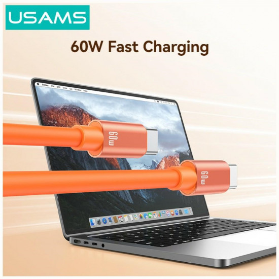 Cable USAMS U97 60W USB-C to USB-C handstrap 30cm orange