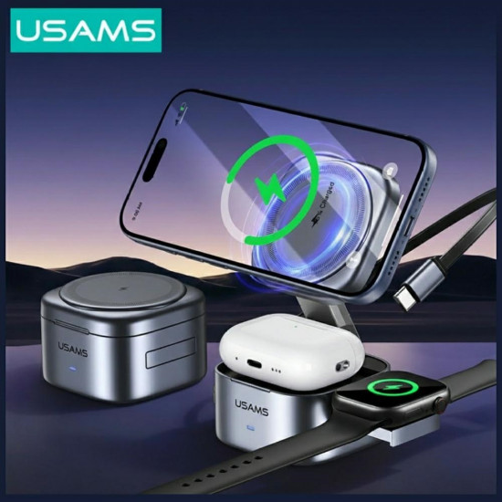 Wireless charger 3in1 Usams CD257 Qi2 tarnish Wireless charger 3in1 Usams CD257 Qi2 tarnish