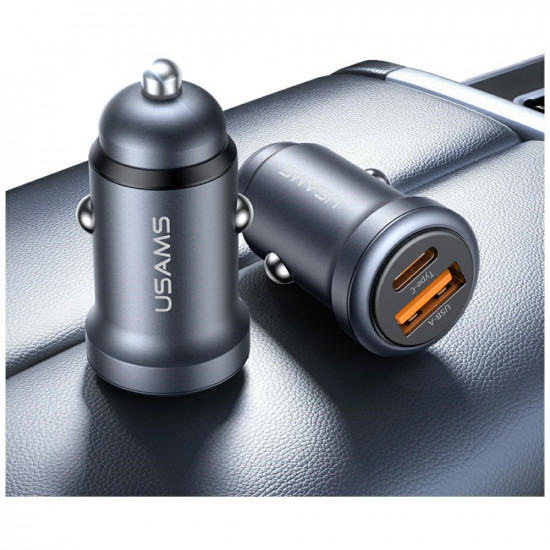Car charger USAMS CC322 30W 1xUSB-A 1xUSB-C tarnish Car charger USAMS CC322 30W 1xUSB-A 1xUSB-C tarnish