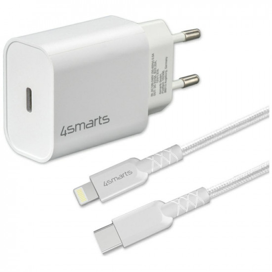 4smarts VoltPlug 20W PD USB-C wall charger with USB-C to Lightning cable white 4smarts VoltPlug 20W PD USB-C wall charger with USB-C to Lightning cable white