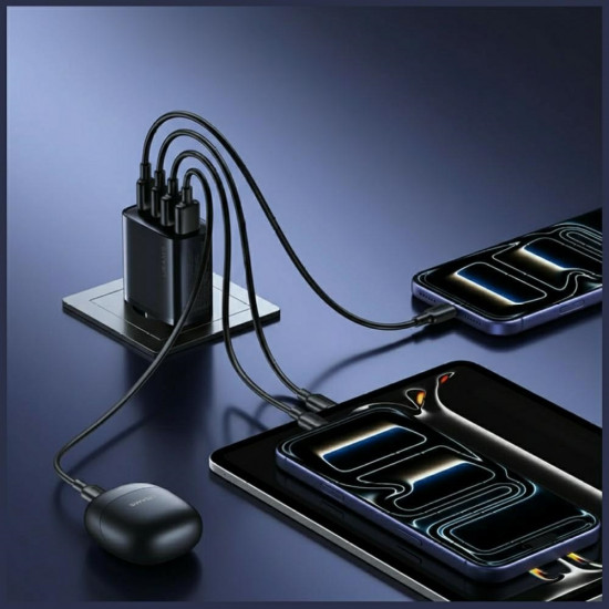 Wall charger USAMS T70 40W 2xUSB-A/2xUSB-C black Wall charger USAMS T70 40W 2xUSB-A/2xUSB-C black