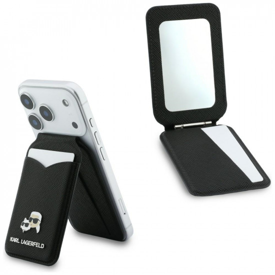 Karl Lagerfeld Stand Mirror MagSafe Wallet with Mirror Black