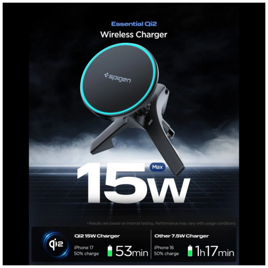 Spigen Essential Qi2 15W MagSafe Inductive Car Air Vent Holder Black