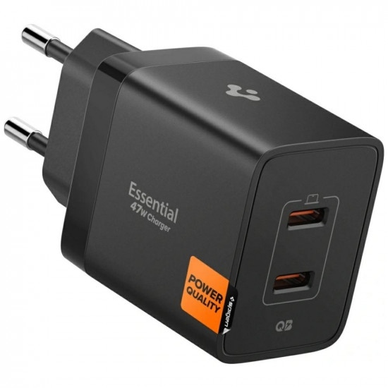 Wall charger Spigen Essential EE472EU 47W 2xUSB-C black
