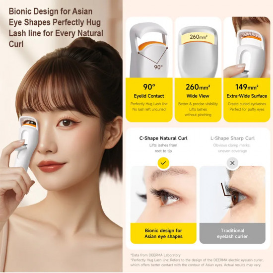 Deerma Eyelash Curler (JM01) Bionic, Heated, 3 Adjustable Settings, 350mAh, 2W, Visual Temperature Indicator White Deerma Eyelash Curler (JM01) Bionic, Heated, 3 Adjustable Settings, 350mAh, 2W, Visual Temperature Indicator White