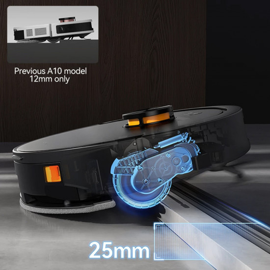 Deerma Robot Vacuum Cleaner (S30) Dry & Wet Cleaning, 13000Pa, Auto unloading Station, LDS Mapping, 400W, 2600mAh Black