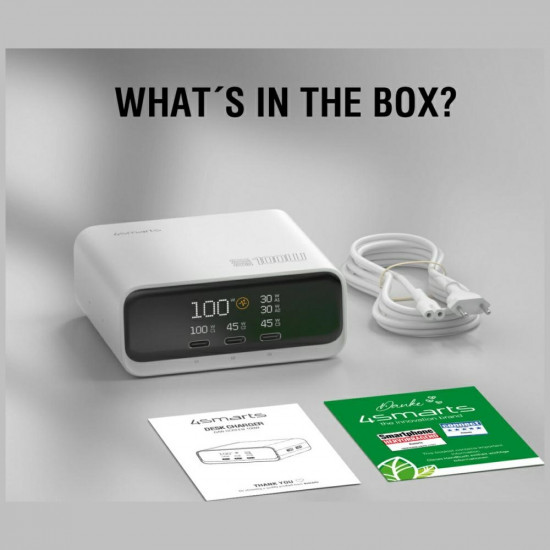 Charging station 4smarts Desk Charger GaN Screen 100W 3xUSB-C+2xUSB-A white