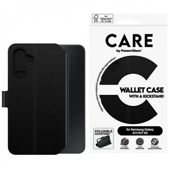 Case CARE by PanzerGlass Wallet Case M. Kickstand for Samsung Galaxy M17 5G / A17 / A17 5G black