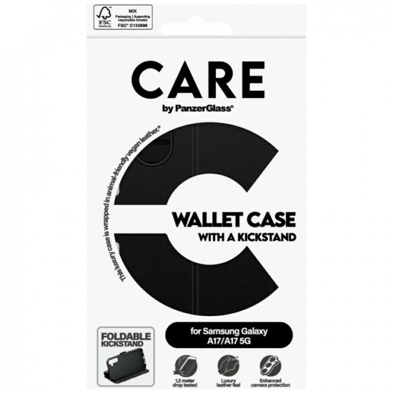 Case CARE by PanzerGlass Wallet Case M. Kickstand for Samsung Galaxy M17 5G / A17 / A17 5G black