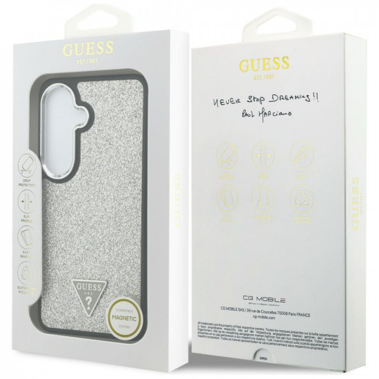 Case Guess Fixed Glitter Triangle MagSafe for Samsung Galaxy S26 silver Case Guess Fixed Glitter Triangle MagSafe for Samsung Galaxy S26 silver