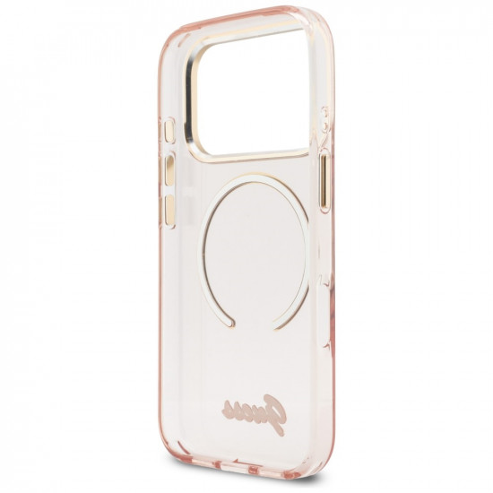 Case Guess IML Script Metal MagSafe for iPhone 17 Pro Max pink