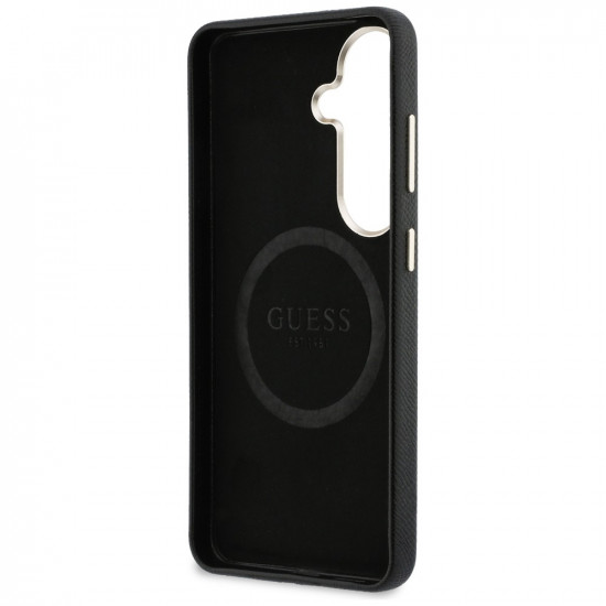 Case Guess Rhinestone Round Logo MagSafe for Samsung Galaxy S26 black