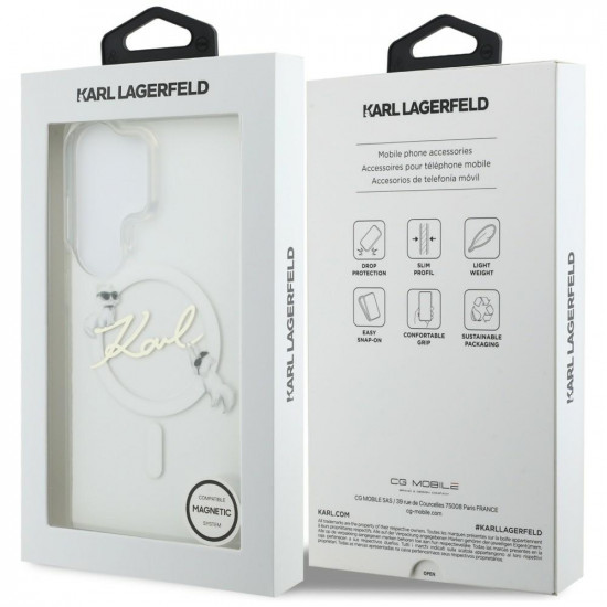 Case Karl Lagerfeld IML KC Script MagSafe for Samsung Galaxy S26 Ultra transparent