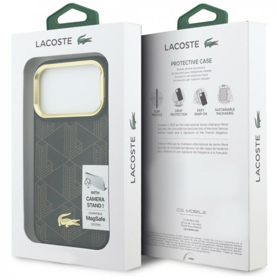 Case Lacoste PVC Blend Stand for iPhone 17 Pro Max brown
