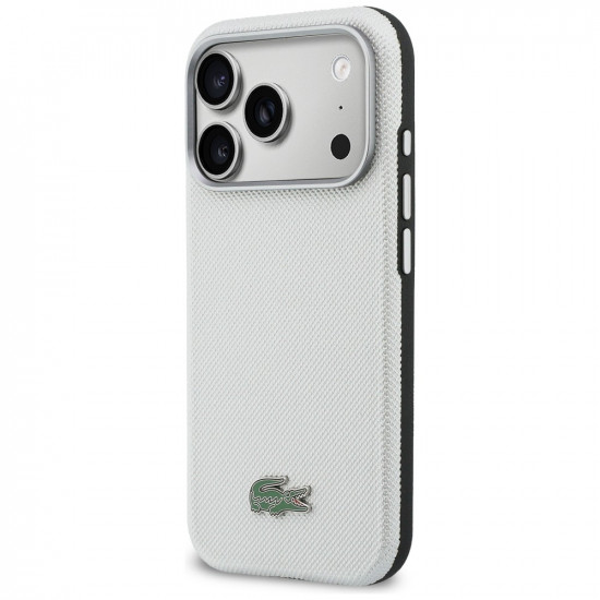 Case Lacoste Semi Wrap Petit Pique MagSafe for iPhone 17 Pro light gray