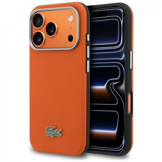 Case Lacoste Semi Wrap Petit Pique MagSafe for iPhone 17 Pro Max orange